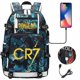 thumbnail image 4 of Mochila para estudiantes jóvenes con estampado de fútbol dorado, mochila de viaje de ocio para hombres y mujeres, 4 of 6
