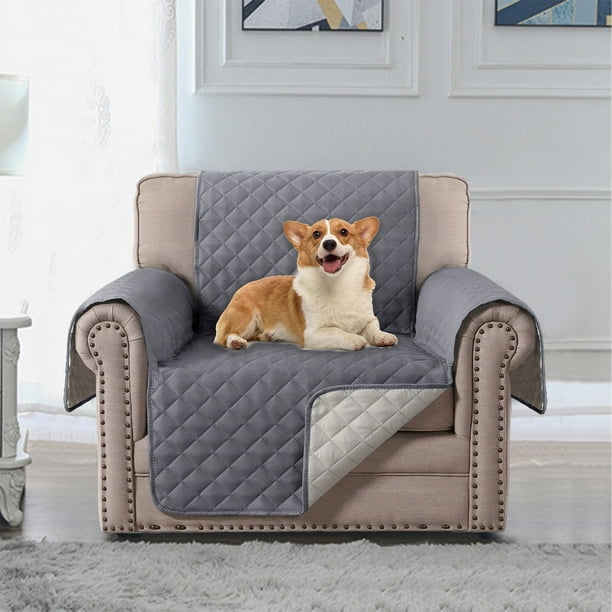 Protector de funda del sofá para sillón | Funda impermeable para silla de 1 cojín 90x65cm | Escudo de muebles de microfibra duraderos Gris Azul Beige | Resistente a arañazos en mascotas | Easy Care