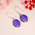 thumbnail image 2 of Purple Charoite 925 Sterling Silver Earring, 12X10 mm Oval Gemstone Earring, Purple Earring, Christmas Gift, Unique Jewelry Earring V772E140721, 2 of 4