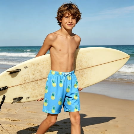 Kids Shorts Boys Size 5-6Y Childrens Summer Swim Shorts Ocean Wave Print Casual Pool