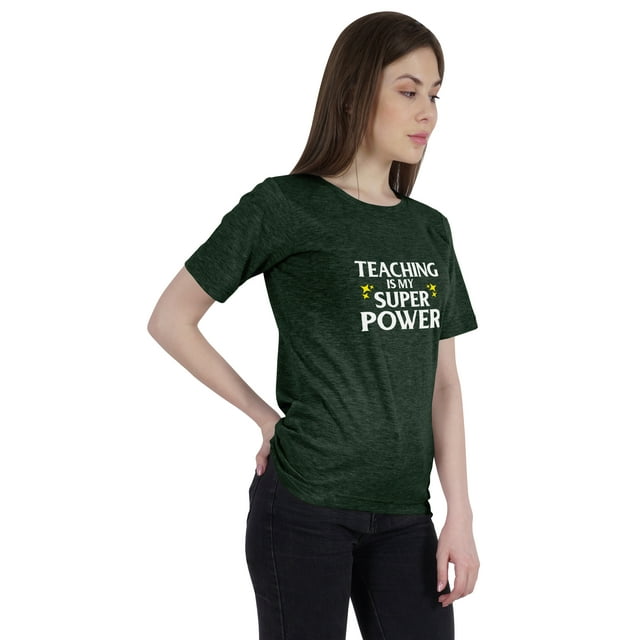 Inkmeso Haut Col Rond pour Femmes Enseignement Est Mon Super Pouvoir Citation Graphique T-Shirt