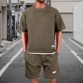 thumbnail image 4 of Havenx Men's Sets 2 Piece Outfits Oversized Waffle Knit Short Sleeve Crewneck Shirt and Drawstring Short Sets with Pockets Set Comfy Athletic Casual Summer Beach Vacation Clothes,Coffee M, 4 of 4