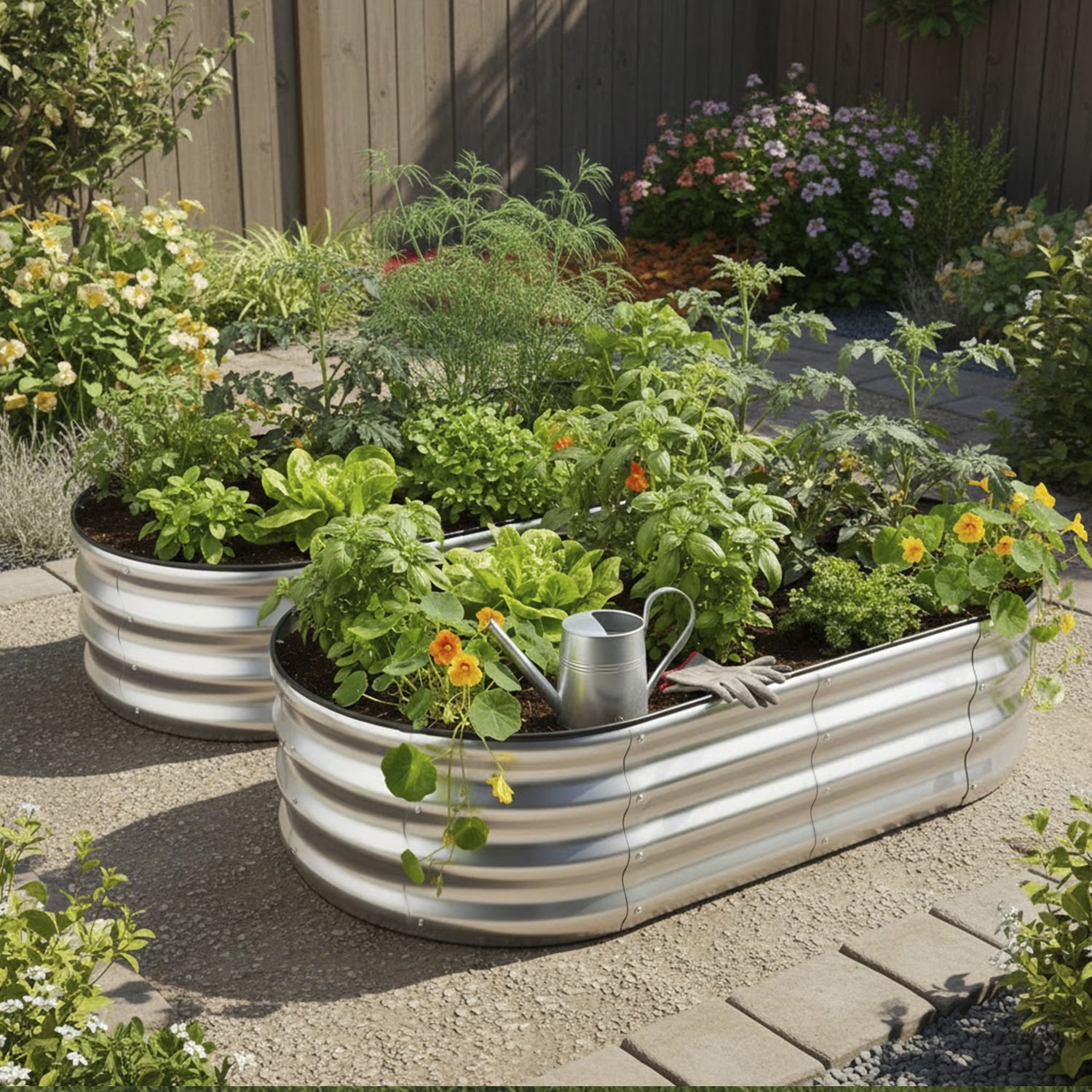 MaiWa Rust-Resistant Heavy Duty Steel Raised Garden Bed, 4x2x1ft Oval Metal Planter Box, Easy Assembly for Outdoor Vegetable, Flower, Herb Gardening