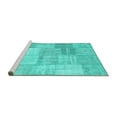 thumbnail image 2 of Ahgly Company Machine Washable Indoor Square Patchwork Turquoise Blue Transitional Area Rugs, 7' Square, 2 of 4