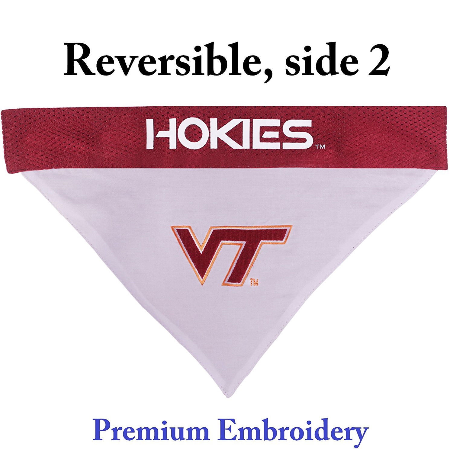 Pets First Collegiate Virgina Tech Reversible Bandana -Home & Away Mesh & Premium Embroidery For Dogs & Cats