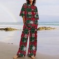 thumbnail image 1 of Puntoco Conjuntos de 2 piezas con estampado para mujer, camisetas de manga corta con cuello redondo y pantalones largos, trajes de chándal, liquidación Puntoco Puntoco-2037, 1 of 5