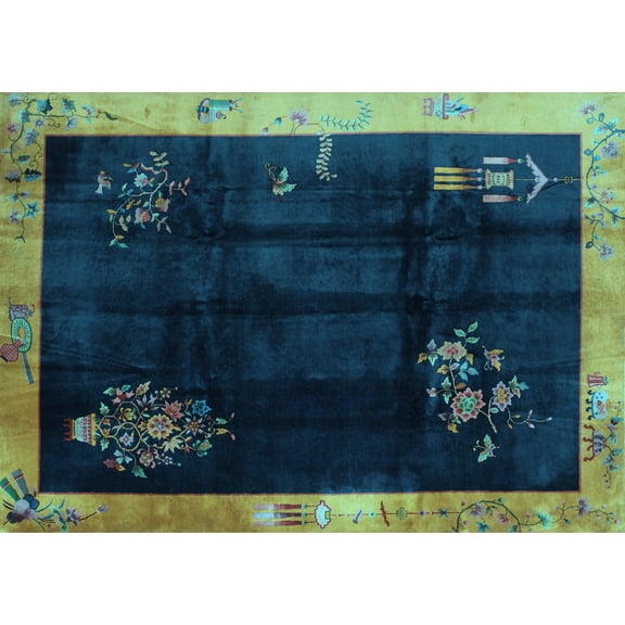 Ahgly Company Indoor Rectangle Oriental Light Blue Asian Inspired Area Rugs, 5' x 7'