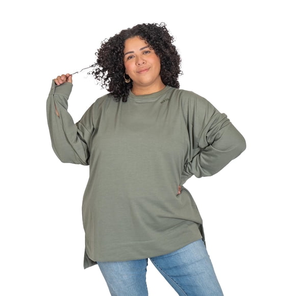 Cardigan Cuello Redondo LOVE MY FIT Tallas Extras Plus Size Con Puño Verde Claro XL