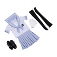 thumbnail image 1 of Uniforme de colegiala a escala 1:6, ropa de mujer, falda, conjunto de manga corta, disfraz azul claro, 1 of 9