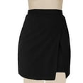 thumbnail image 5 of ClodeEU Women's Mini Asymmetrical Skirt with Shorts Underneath,Split Hem and Wrap Front Skort Black,Womens Plus XXL, 5 of 5