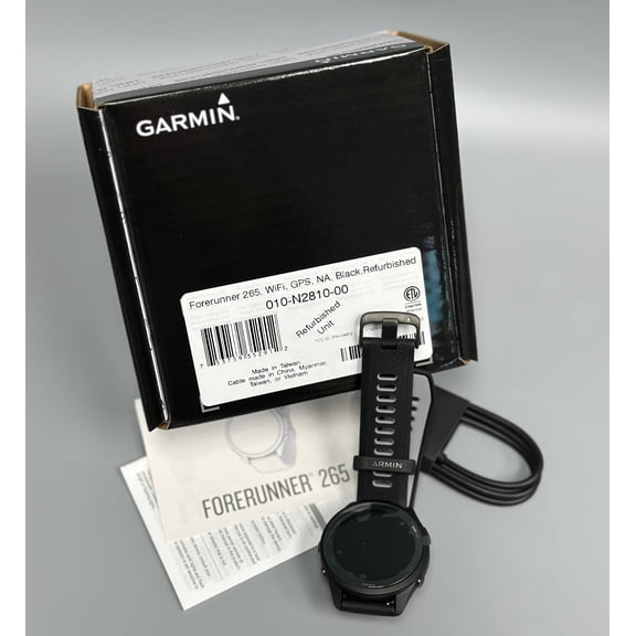 Restored Garmin Forerunner 265 GPS Running Watch - 46mm Black (Certified Refurbished)