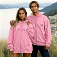 thumbnail image 2 of mihongmao Valentine Tops Long-sleeved Hooded Zipper Casual Printed Sweatshirt for Both Men and Women Pink L, 2 of 8