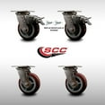 thumbnail image 2 of 5 Inch 316SS Polyurethane Caster Set with Ball Bearings 2 Swivel Locks 2 Brakes, 2 of 2