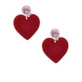 thumbnail image 2 of Delight Jewelry Acrylic 1" Maroon Heart Pink Crystal Clip on Earrings, 2 of 5