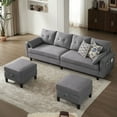 thumbnail image 5 of Soscana 101" Sectional Sofa with 2 Storage Ottoman,U Shaped 4 Seat Couch with Reversible Footstool and Side Pockets,Modern Convertible Sofa Couch for Living Room Home Apartment Office Studio, 5 of 9
