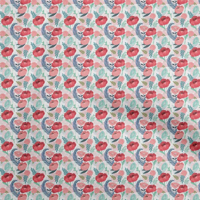 oneOone Viscose Jersey Red Fabric Floral Dress Material Fabric Print Fabric By The Yard 60 Inch Wide