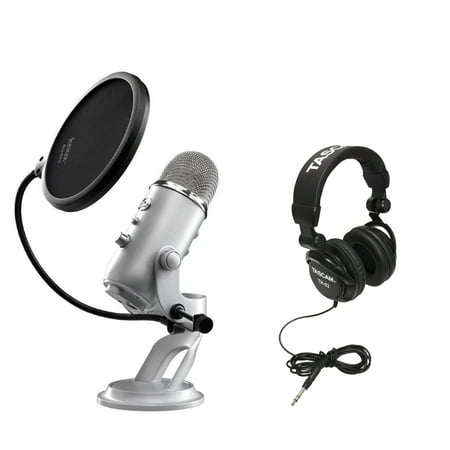 Blue Microphones YETI USB Microphone with Studio Headphones and Pop Filter