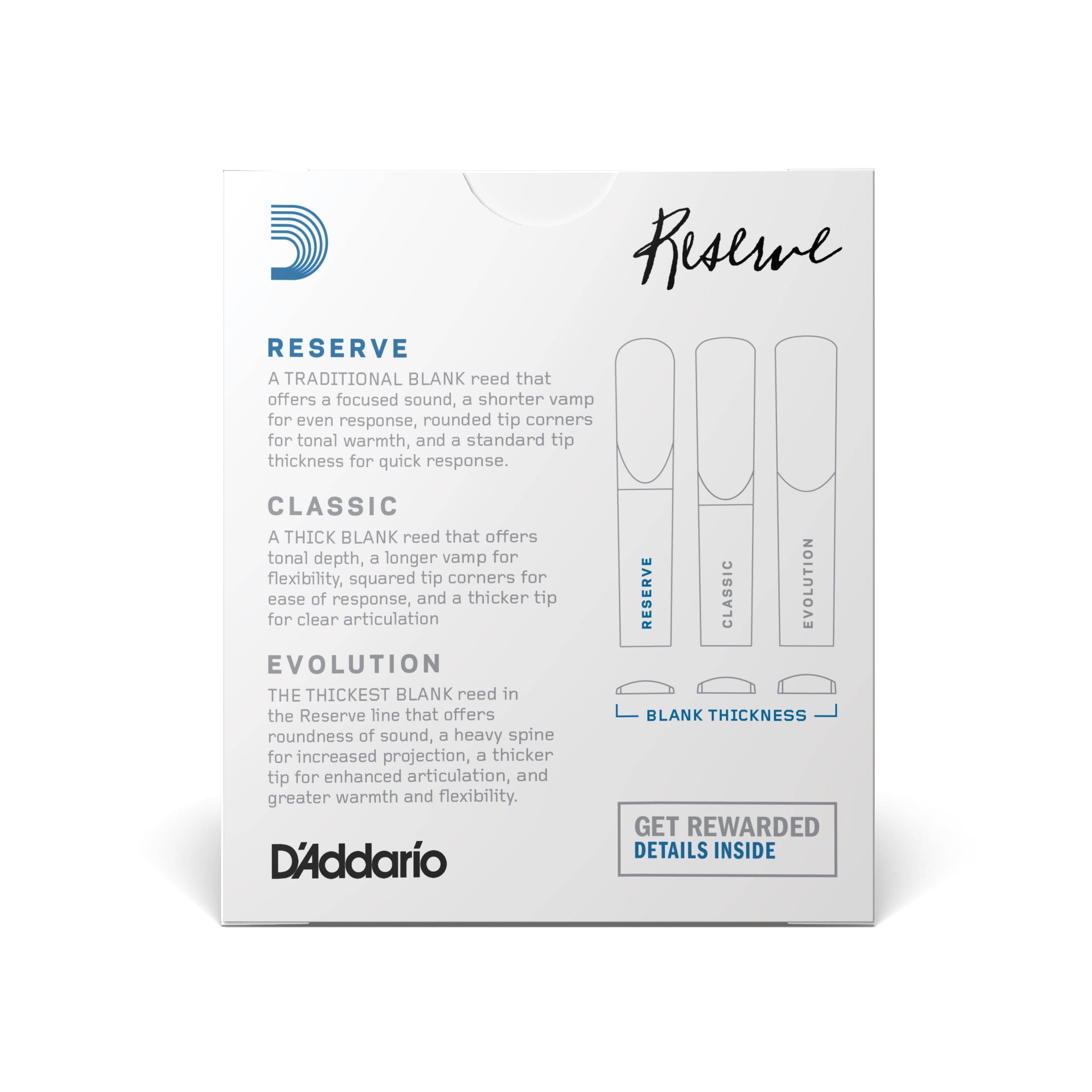 D'Addario Reserve Bb Clarinet Reeds, Strength 4.0+ (Plus), 10-pack