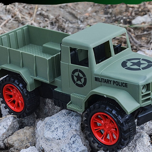 WEUVEB Inertia Truck Toy Model 2Pcs Green ABS Plastic Pull- for Children Home Entertainment