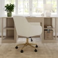 thumbnail image 6 of Martha Stewart Upholstered Office Chair in Off White/Polished Brass, 6 of 12