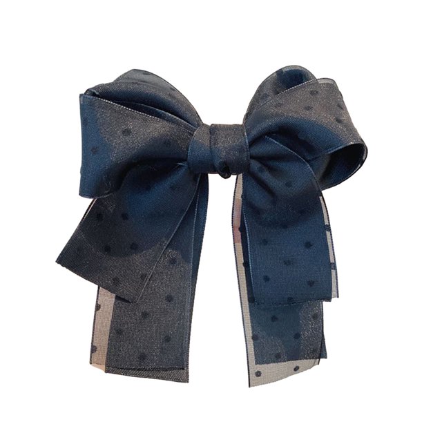 CSChome Hair Clip Ponytail Dot Print Non-Slip Top Clip Korean Style Tight Stable Double Layer Large Bowknot Decor Hair Barrette Hair Accessories Ponytail