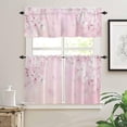 thumbnail image 2 of 3 Pieces Kitchen Curtains & Valances Set, Spring Cherry Blossoms, Short Curtain Rod Pocket Window Curtain, Pink, Window Treatment Tiers Valances (Single Panel 54"x18",2 Tiers 27.5"x24"), 2 of 5