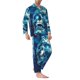 thumbnail image 2 of Balery Abstract Blue Skull Pijama para Hombre de Dos Piezas con Manga Larga, Conjunto de Dormir y Descanso Suave con Bolsillos-Small, 2 of 7