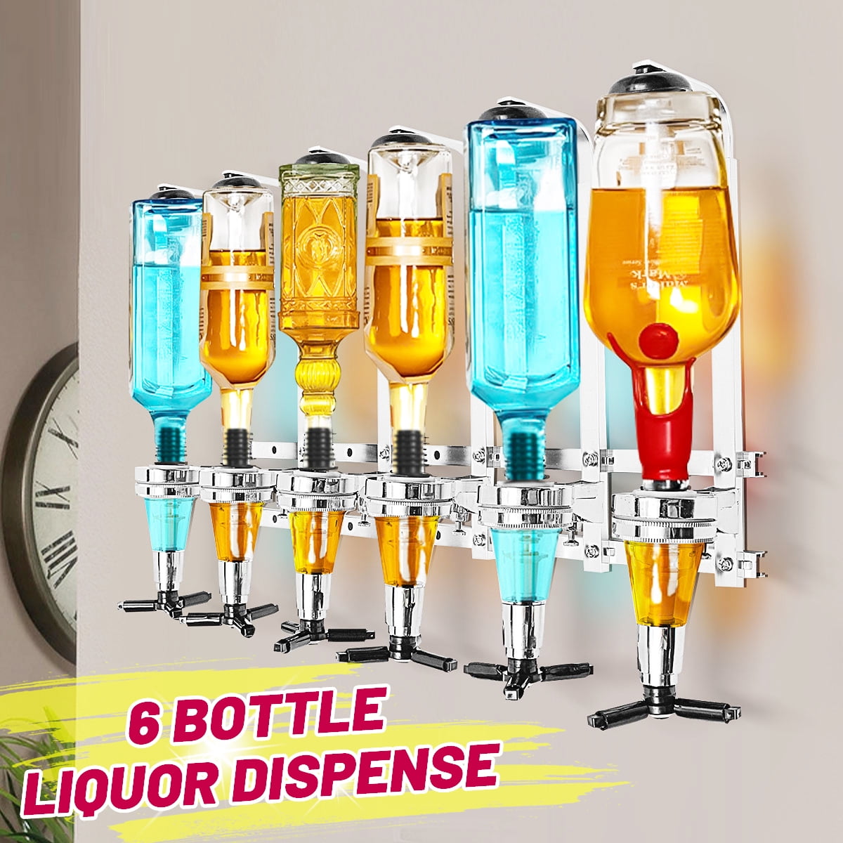 1L LED Illuminated Bar Butler Spirit Optic Wall Table Alcohol Dispenser Clamp 