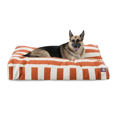 UPC: 0788995504177 | Majestic Pet | Vertical Stripe Rectangle Pet Bed For Dogs  Removable Cover  Burnt Orange  Extra Large