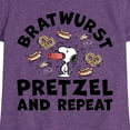 thumbnail image 3 of Peanuts - Bratwurst Pretzel And Repeat Snoopy - Toddler & Youth Girls Short Sleeve Graphic T-Shirt, 3 of 6