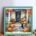 thumbnail image 2 of Hilo Algodón Ecológico Bordado 11CT Punto Cruz Cabaña Calabaza Otoño 50x50cm, 2 of 9