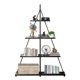 thumbnail image 1 of Negra 4 niveles moderno industrial ladder estante con sailboat a-shaped structure y abiertos almacenamiento estantes para sala de estar, dormitorio, y oficina en casa, 1 of 8