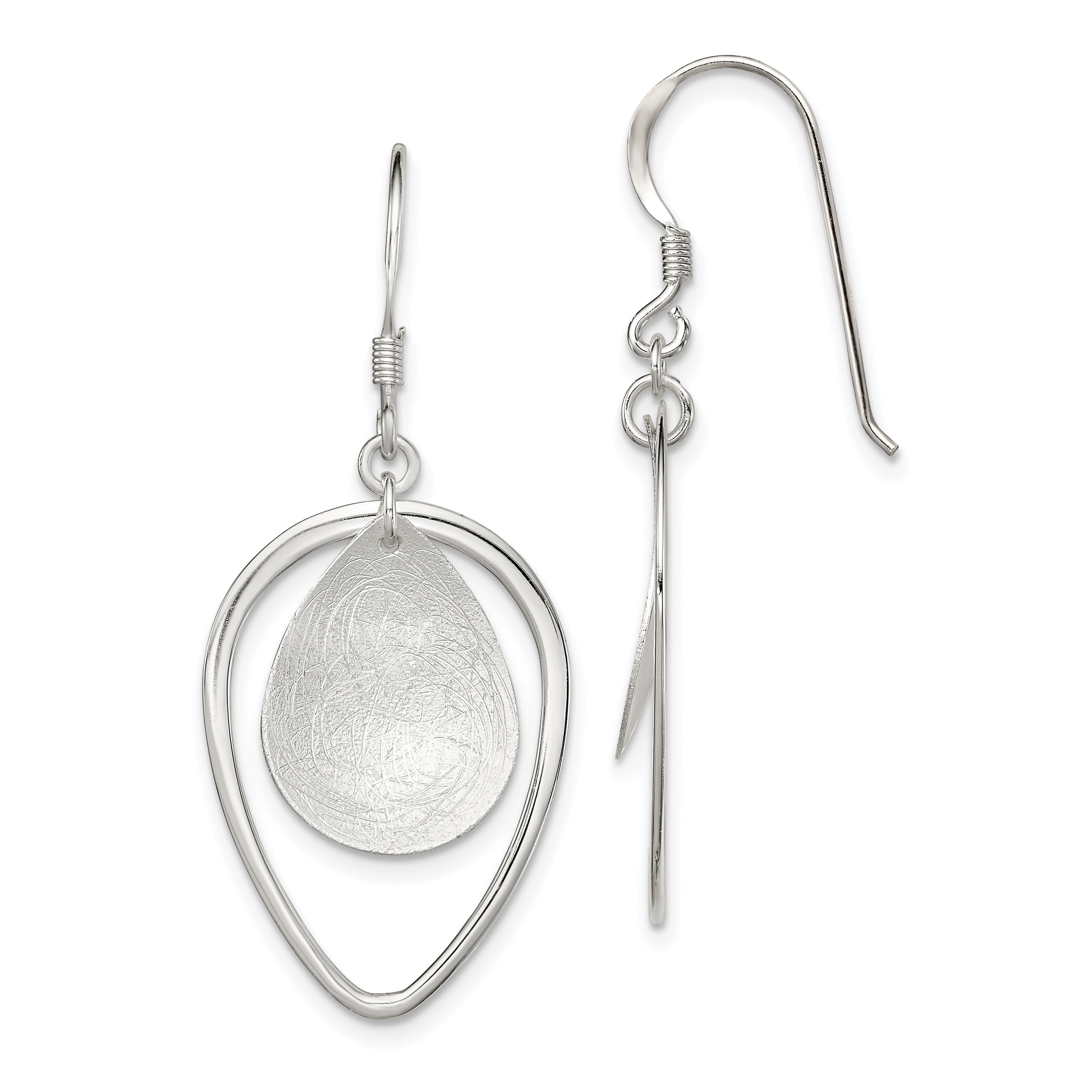Primal Silver Sterling Silver Textured Teardrop Shepherd Hook Earrings ...