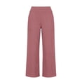 thumbnail image 3 of Women Wide Leg Pants High Waist Solid Three‑Quarter Cotton Linen Womens Sweatpants Hot Pink, 3 of 7