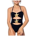 thumbnail image 6 of Hessimy Girl Swimsuit One Piece Bathing Suit Summer Beach Swimwear with Adjustable Straps(Black,9-10 Years), 6 of 8