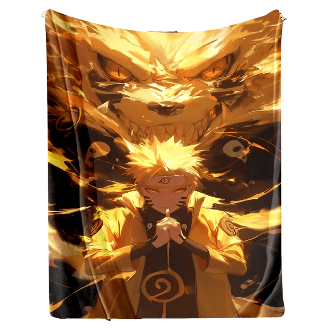 Manta de franela suave con estampado de Naruto Kurama, 300 g, poliéster