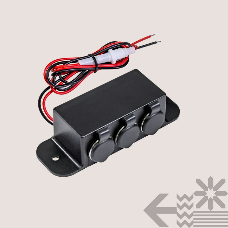OLS 3-Port Auto DC Power Outlet Extension, 12V-24V, 15A Fuse, Cigarette  Lighter Switch Box