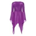 thumbnail image 4 of iiniim Women Shiny Sequins Patchwork High Low Praise Dance Dress Clothes Purple XL, 4 of 6