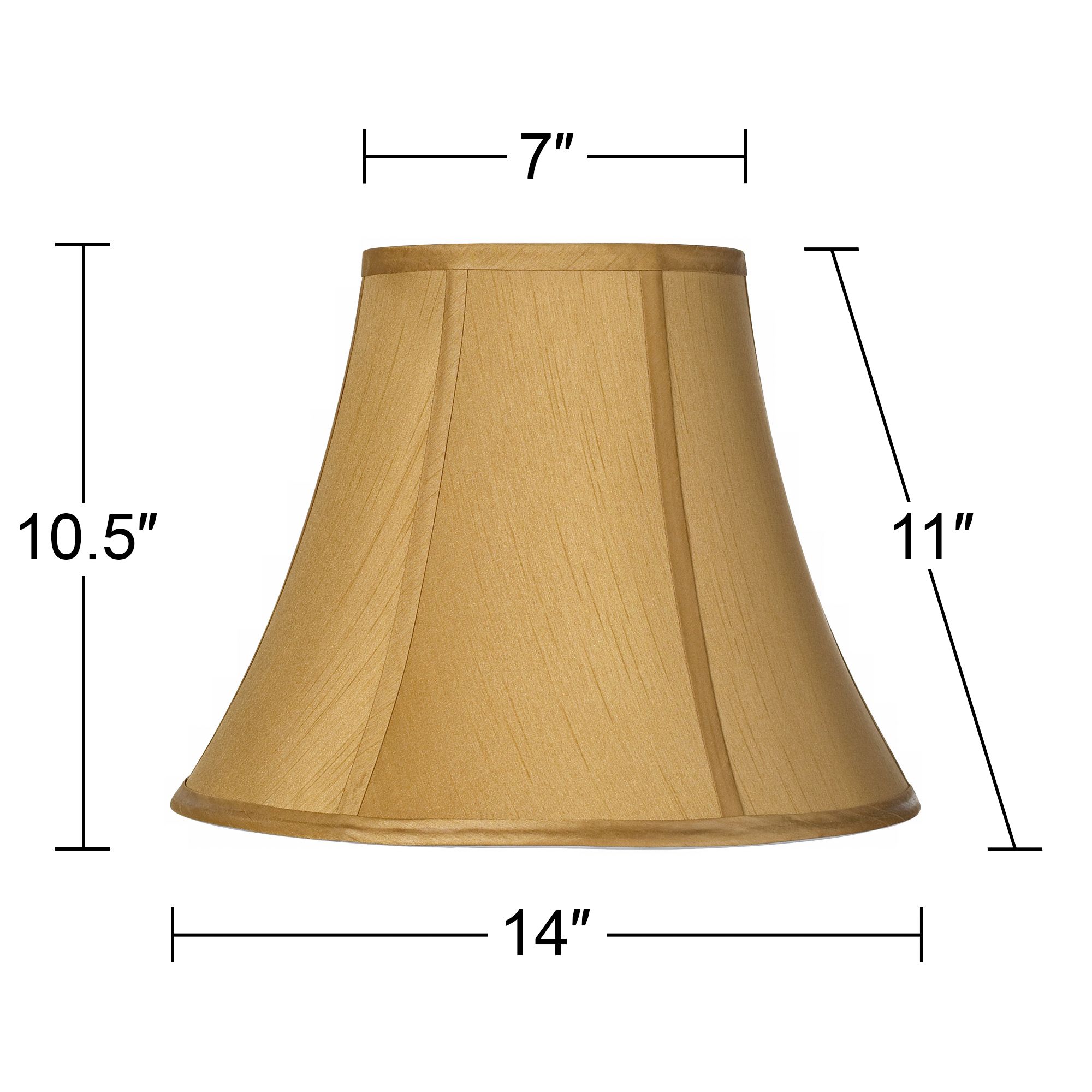 Springcrest Coppery Gold Medium Bell Lamp Shade 7" Top x 14" Bottom x 11" Slant x 10.5" High (Spider) Replacement with Harp and Finial