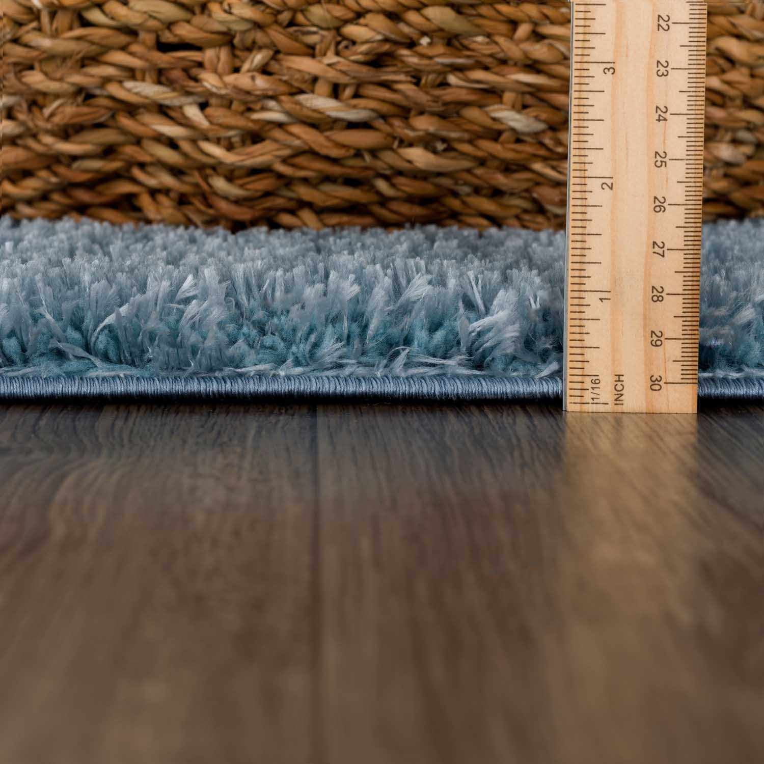 Hauteloom Heavenly Solid Shag Area Rug for Living Room Bedroom - High Pile Fluffy Carpet - Soft Shaggy Cozy Plush Rug - Blue, Denim Blue - 9'3" x 12'