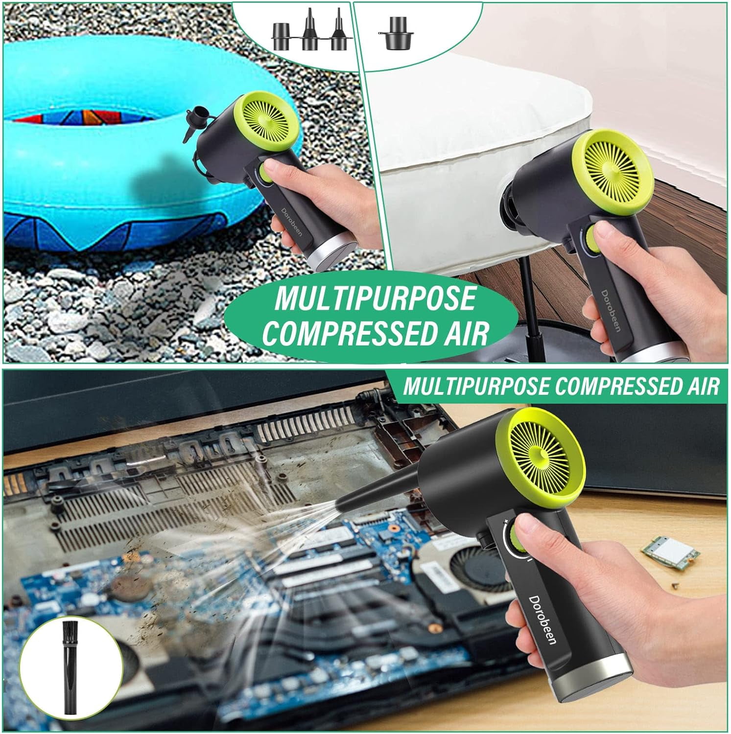 DOROBEEN Cordless Compressed Air Duster - 41000RPM Handheld Electric Blower for PC Keyboard & Electronics Cleaning with Stepless Speed Control