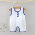 thumbnail image 3 of Busydd Baby Boy Romper 0-18 Months Cute Round Neck Striped Baby Onesie Breathable Cotton Sleeveless Newborn Infant Girl Clothes 0-3 Months, 3 of 7