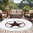 thumbnail image 5 of Country Star Texture Round Living Room Rugs 7 ft, Western Farm Traditional Texas Style Washable Area Rug with Non-Slip Sturdy Edge Binding Round Carpet for Kitchen Office Bedroom, 5 of 9