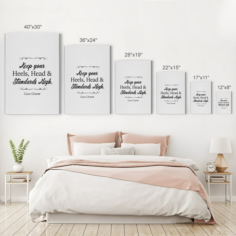 Smile Art Design Keep Your Heels, Head and Standards High Motivational Quote  Glam Fashion Canvas Wall Art Print Office Bathroom Girl Room Women Dorm  Bedroom Living Room Wall Decor Ready to Hang