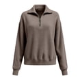 thumbnail image 5 of Vivianyn HD Women's Quarter Zip Fleece Sweatshirt, Long Sleeve Casual Pullover,Khaki,Size S-XXXL, 5 of 9