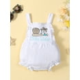 thumbnail image 2 of Arvbitana Infant Baby Girls Summer Sleeveless Straps Rompers Letter Rugby Print Halter One-piece Jumpsuits Casual Backless Bodysuits 0-24M, 2 of 9
