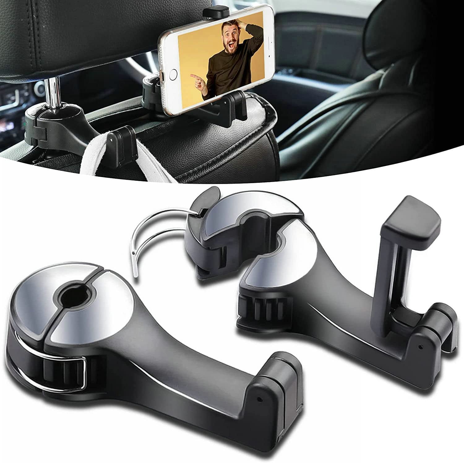 zipelo Car Seat Headrest Hook, 2 Pack Car Headrest Hidden Hook for