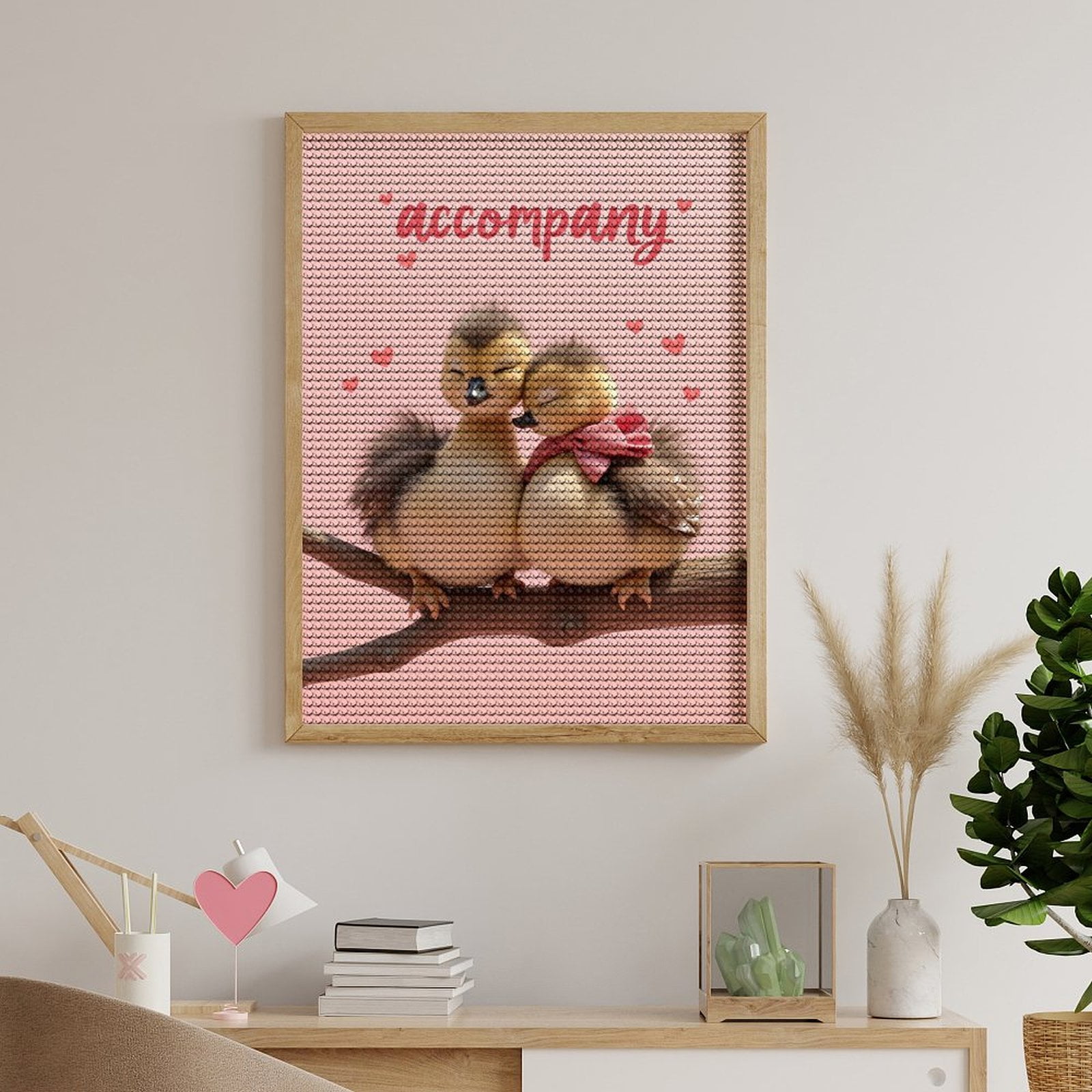 Diamond Art Kits for Adults, Ducklings On Branch With Hearts 5D Diamond Painting Kits for Adults Beginners, DIY Full Drill Diamond Painting, Gem Art and Crafts 12x16