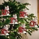thumbnail image 4 of Adornos navideños con iniciales, adornos personalizados con apellido, letras del alfabeto con gorro rojo (AZ) para el árbol de Navidad, letras brillantes para colgar con campanillas de nieve y bayas., 4 of 5
