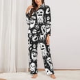 thumbnail image 2 of Fotbe Black White Spooky Ghosts Conjunto de Pijama de Manga Larga para Mujer con Estampado, Ropa de Dormir de 2 Piezas, Conjunto de Casa Suave y Cómodo con Bolsillos-Large, 2 of 7